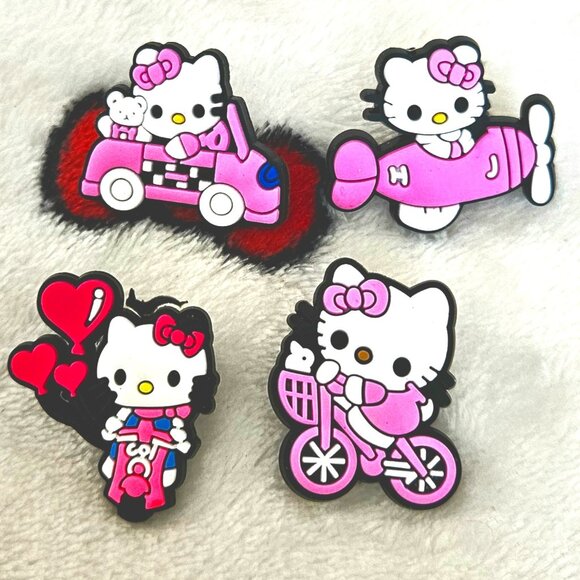New 4 piece Hello Kitty Vehicle Theme Shoe Charms for Crocs - Picture 1 of 1